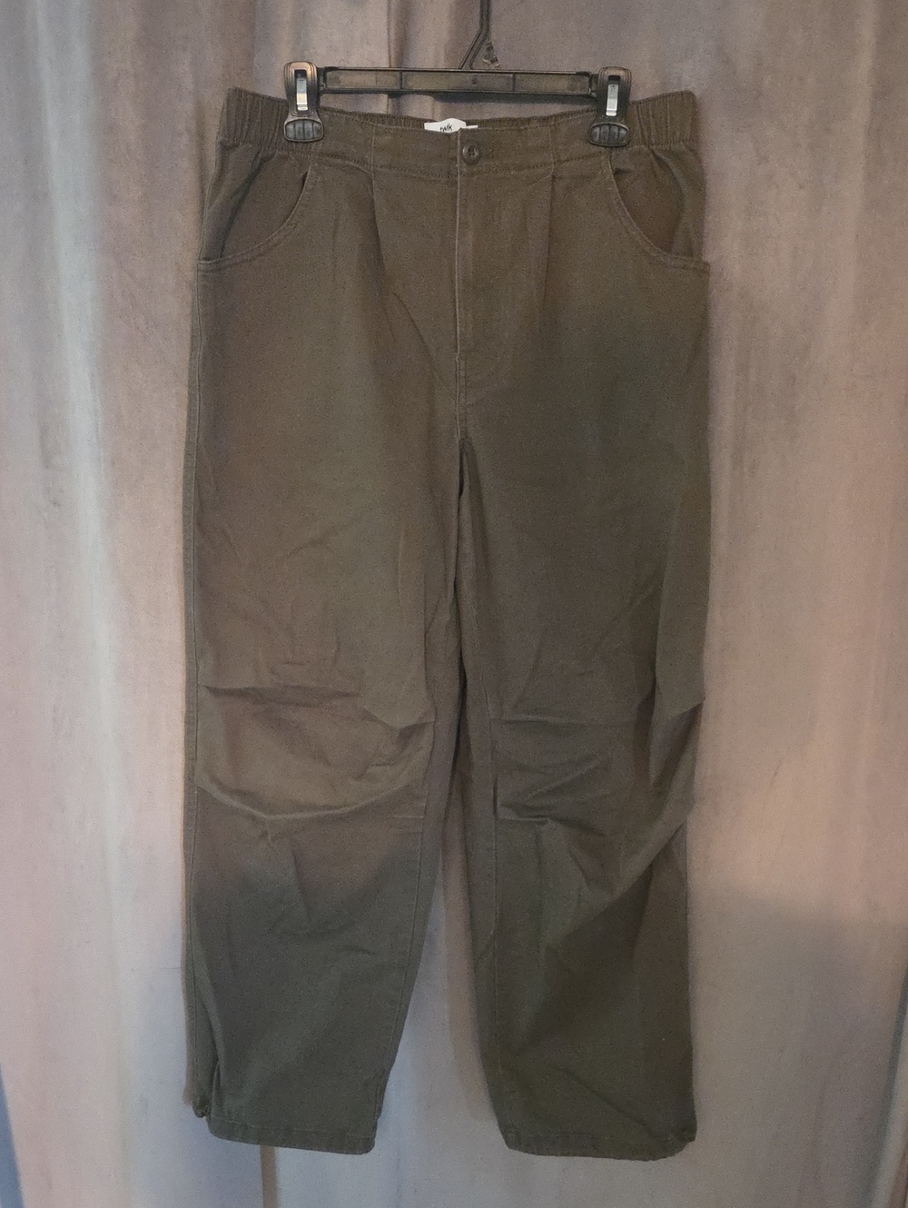 twik Size Large Olive-Green High-Rise Relaxed Pants